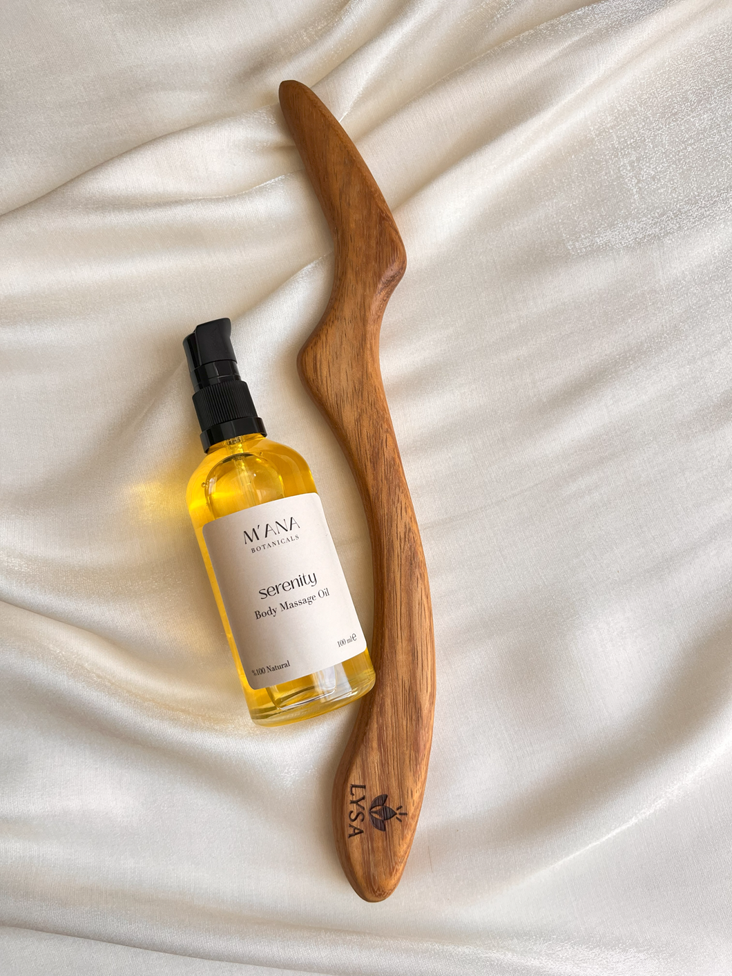 Lysa İroko Masaj Aleti & Serenity Masaj Yağı- Rahatlatıcı 2’li Bakım Seti