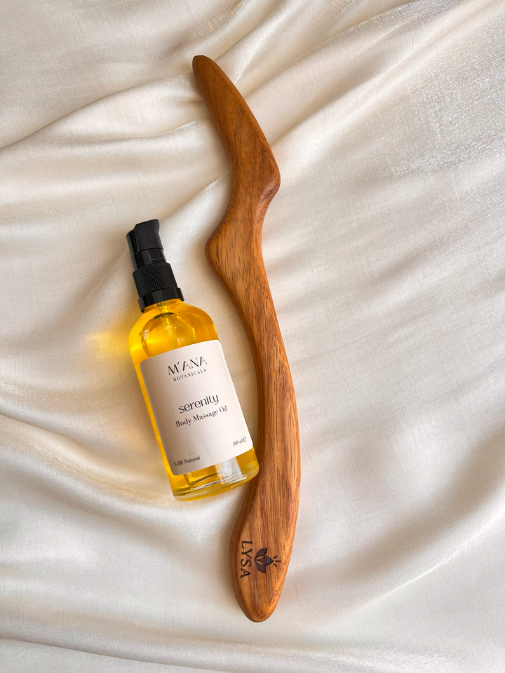 Lysa İroko Masaj Aleti & Serenity Masaj Yağı- Rahatlatıcı 2’li Bakım Seti