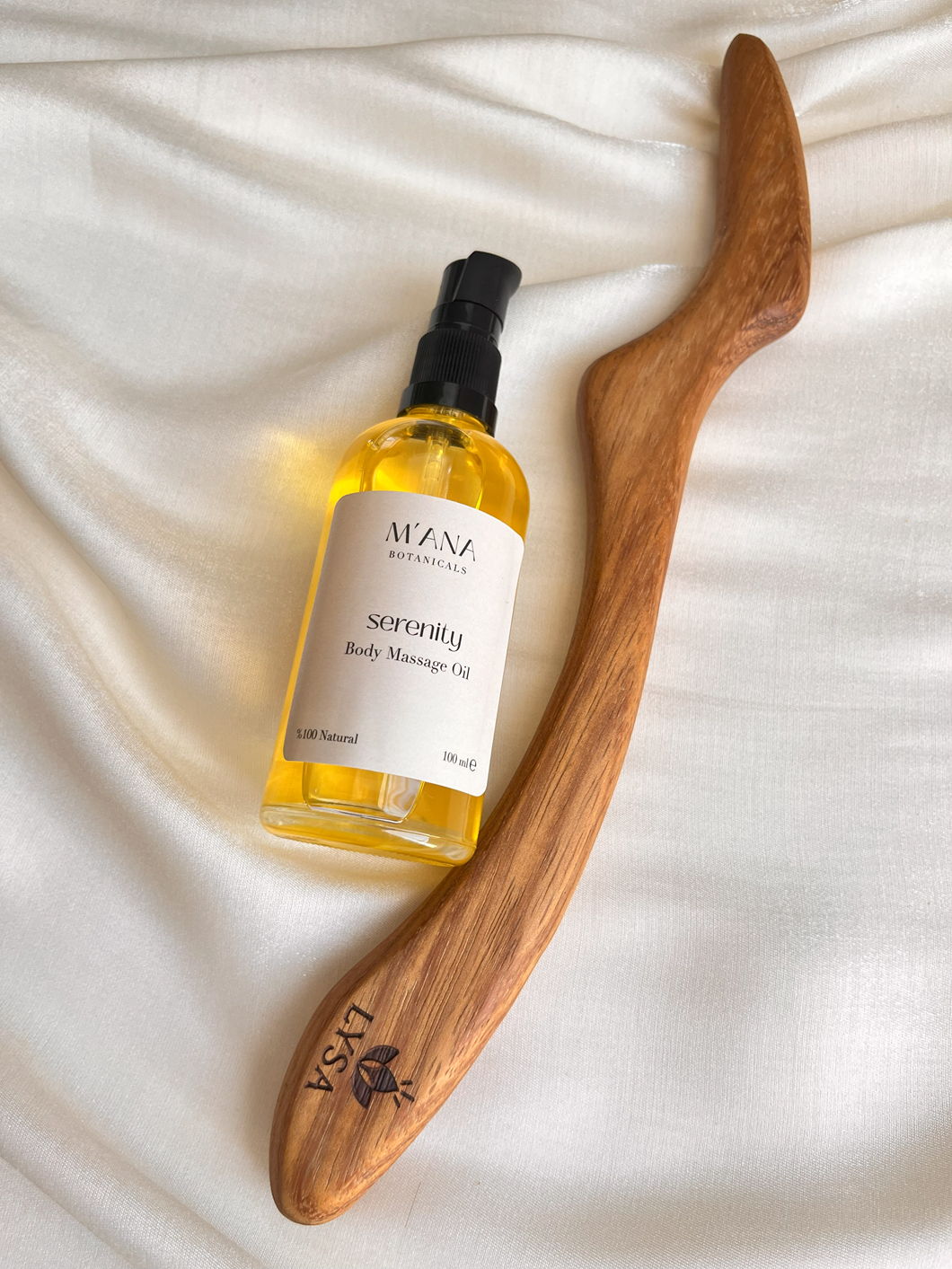 Lysa İroko Masaj Aleti & Serenity Masaj Yağı- Rahatlatıcı 2’li Bakım Seti