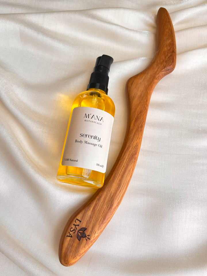 Lysa İroko Masaj Aleti & Serenity Masaj Yağı- Rahatlatıcı 2’li Bakım Seti