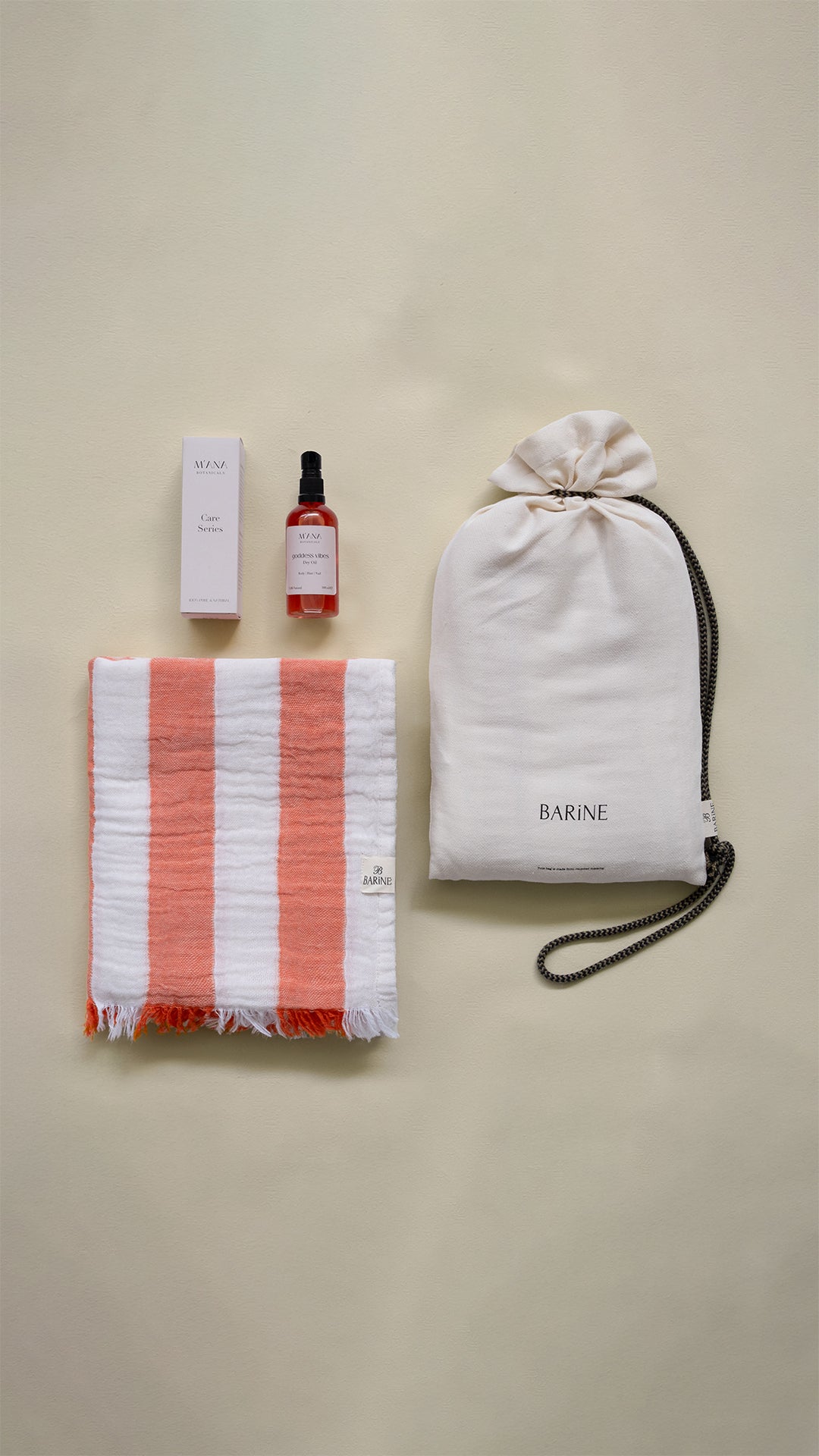 Striped Gauze Peshtemal Gift Set Coral