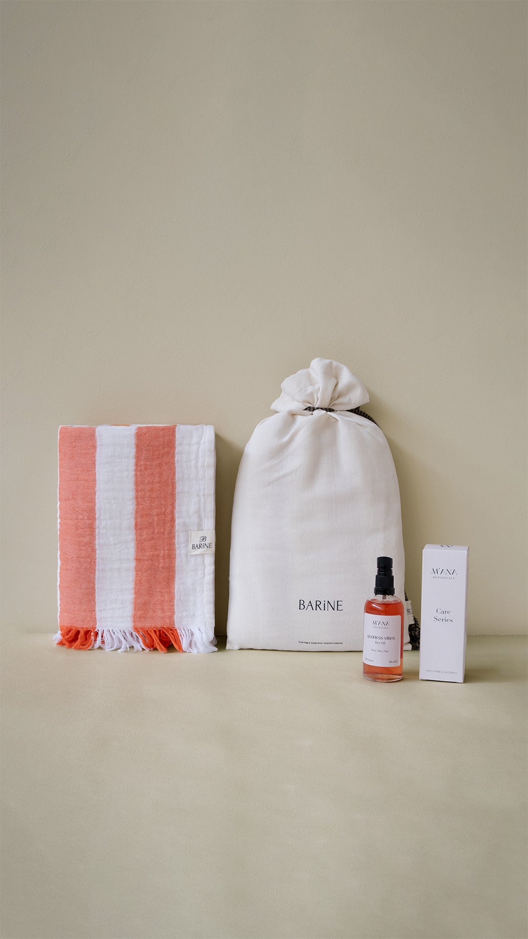 Striped Gauze Peshtemal Gift Set Coral
